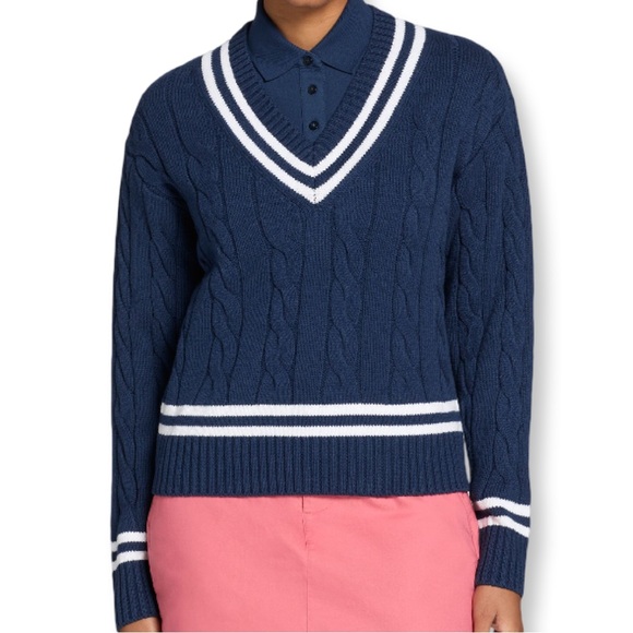 Walter Hagen Sweaters - Walter Hagen - NWT - XXL -  Navy and White Women's Sweater